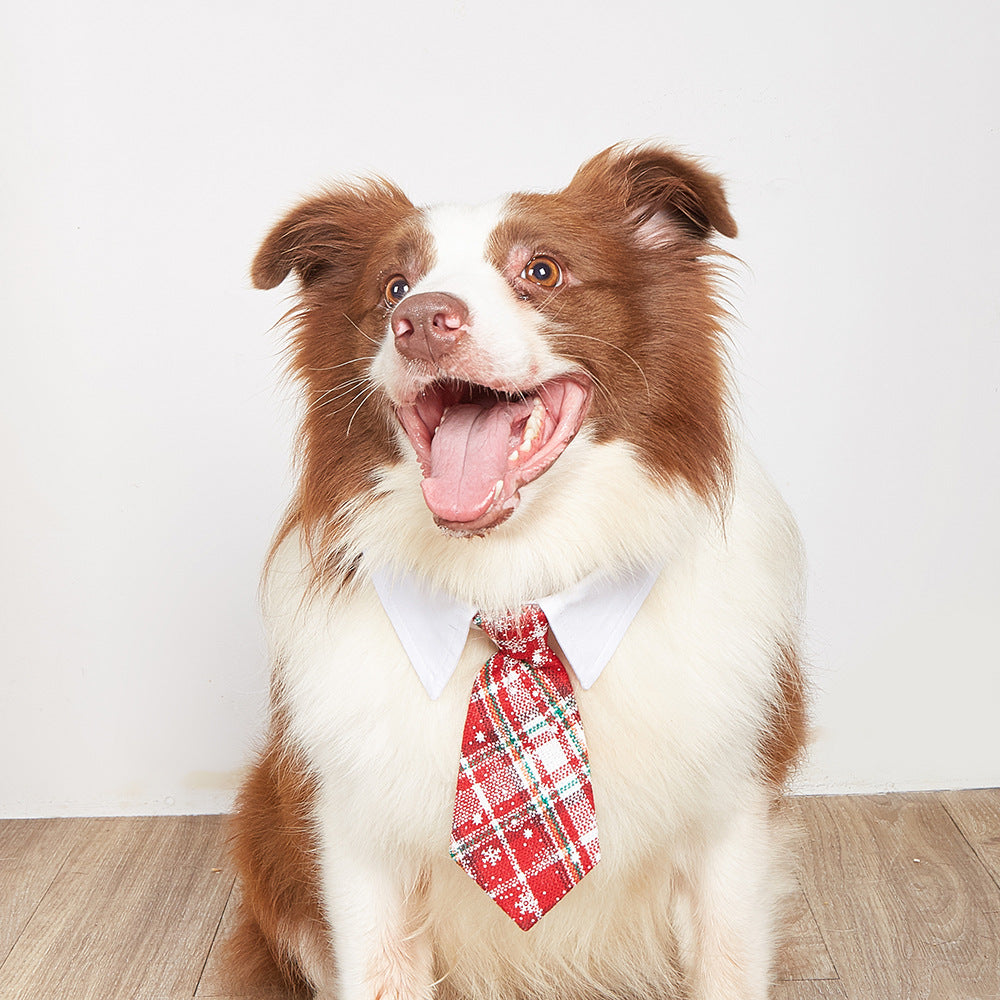 British-Style Christmas Necktie Collar for Dogs