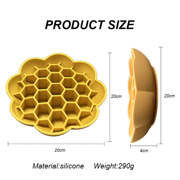 eprolo flower-shaped silicone dog slow feeder bowl, yellow with honeycomb interior, 20 cm wide
