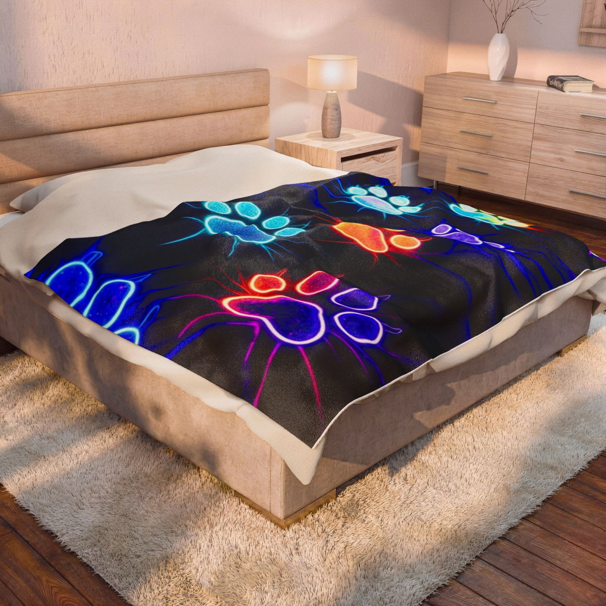 Paw Print Plush Blanket