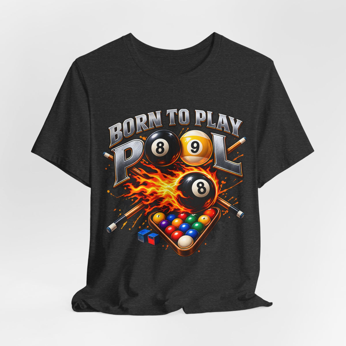 Born to Play Pool Tee, Flaming 8 Ball Billiards Shirt | Spoiled Pet Luxe