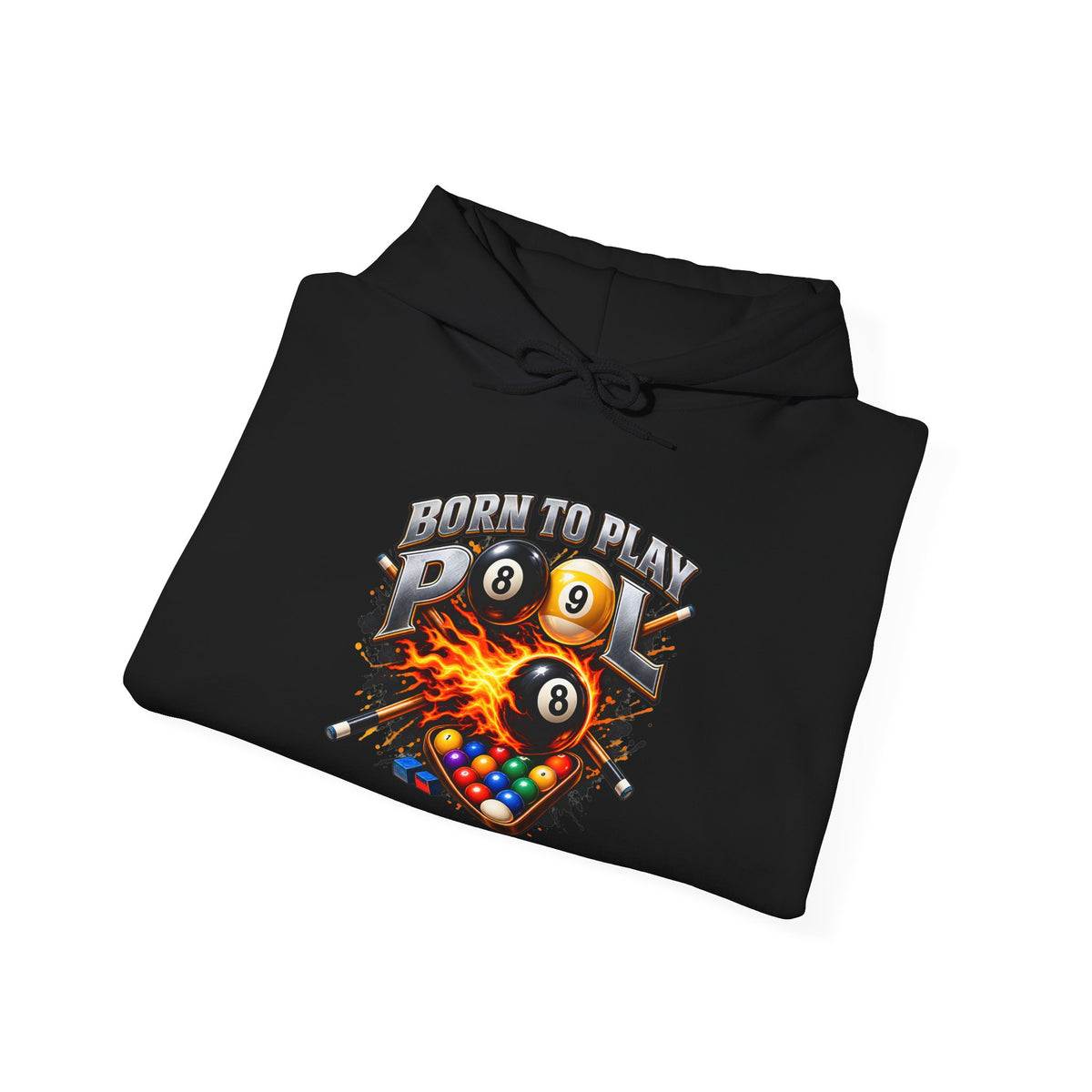 Born to Play Pool Hoodie, Flaming 8 Ball Billiards Sweatshirt | Spoiled Pet Luxe