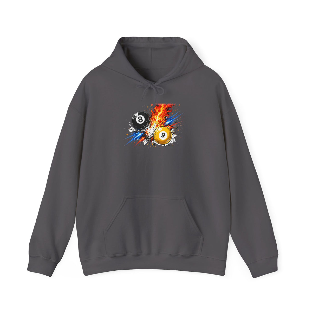 8 Ball vs 9 Ball Smash Hoodie, Fire and Lightning Billiards Sweatshirt | Spoiled Pet Luxe