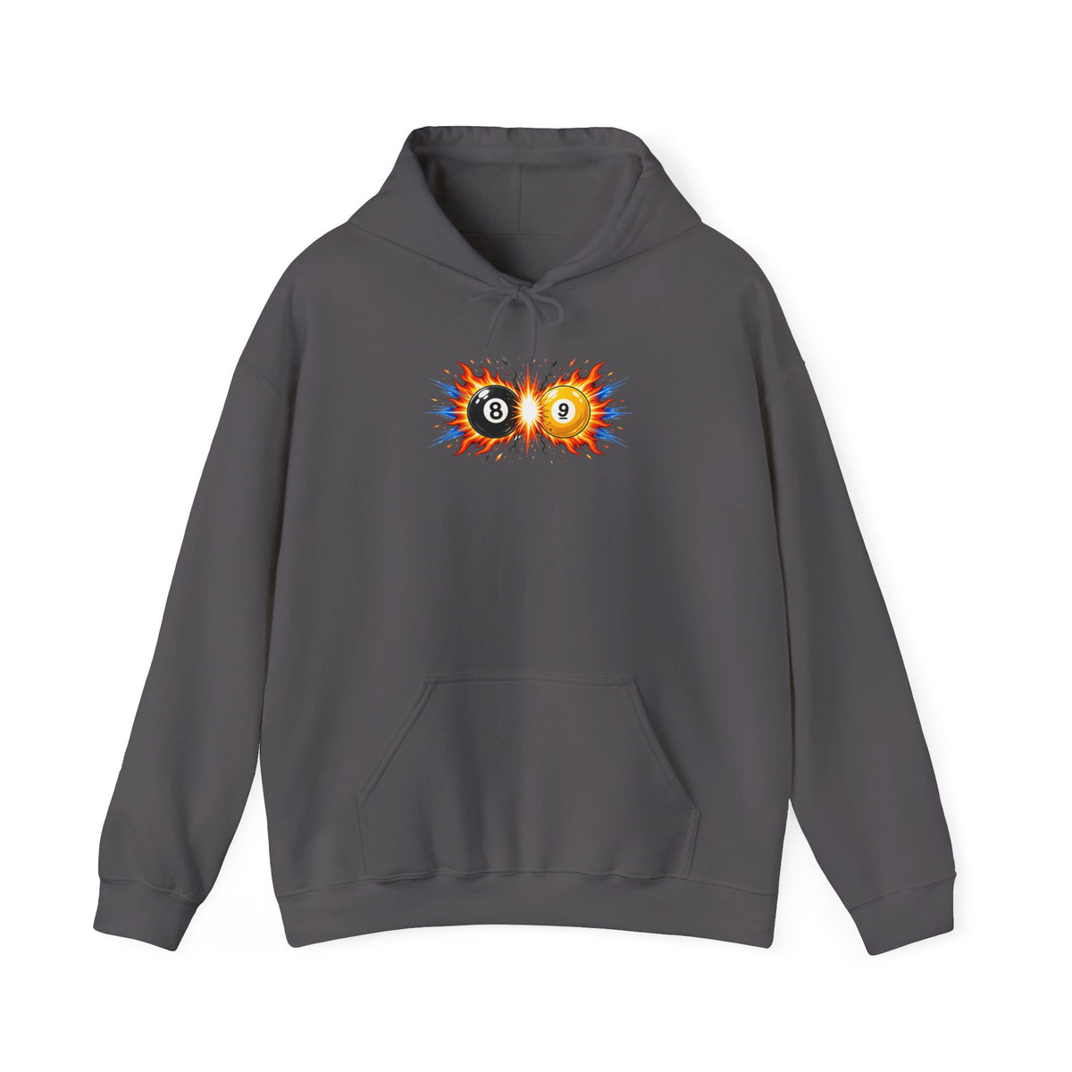8 Ball and 9 Ball Face-Off Hoodie, Flaming Pool Balls Billiards Sweatshirt | Spoiled Pet Luxe