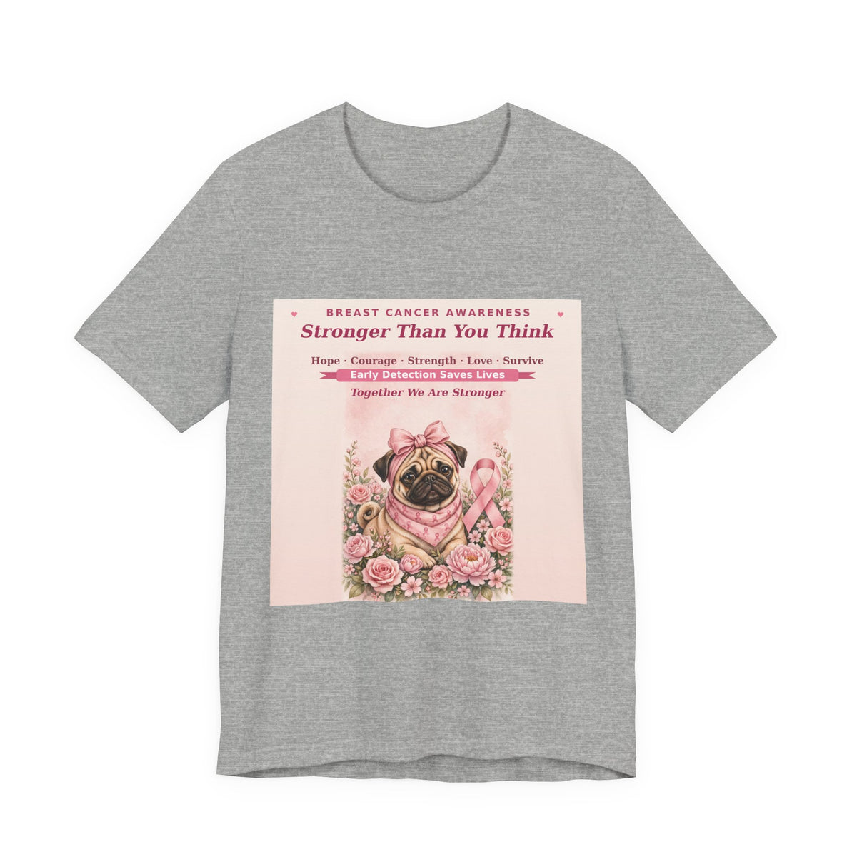 Pink Survivor Pug Tee — Breast Cancer Awareness Shirt