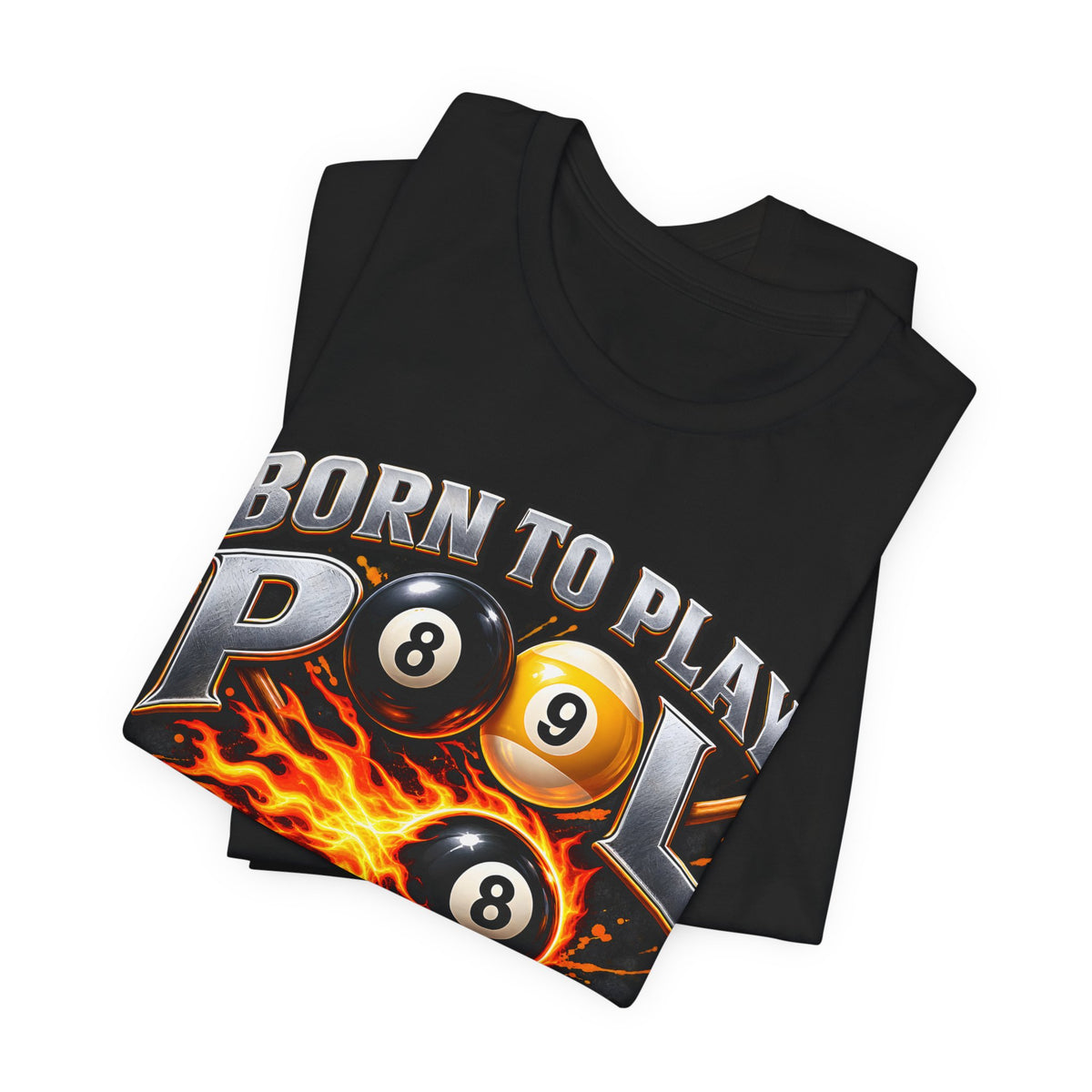 Born to Play Pool Tee, Flaming 8 Ball Billiards Shirt | Spoiled Pet Luxe