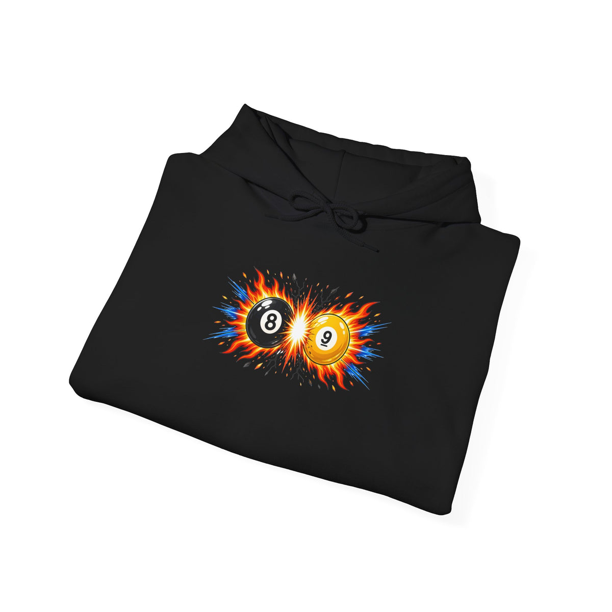 8 Ball and 9 Ball Face-Off Hoodie, Flaming Pool Balls Billiards Sweatshirt | Spoiled Pet Luxe