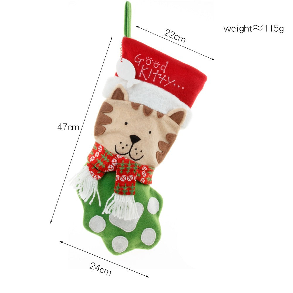 Cat Paw Christmas Stocking Gift Bag