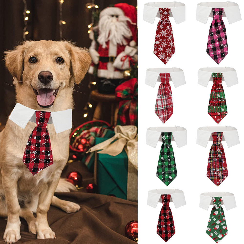 British-Style Christmas Necktie Collar for Dogs