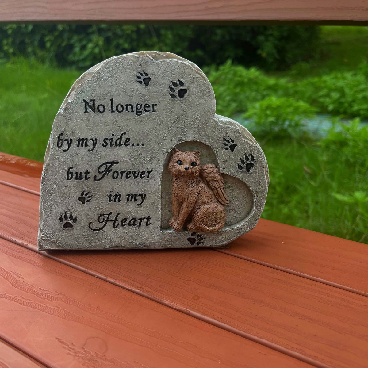 Outdoor Heart Shaped Cat Monument by eprolo