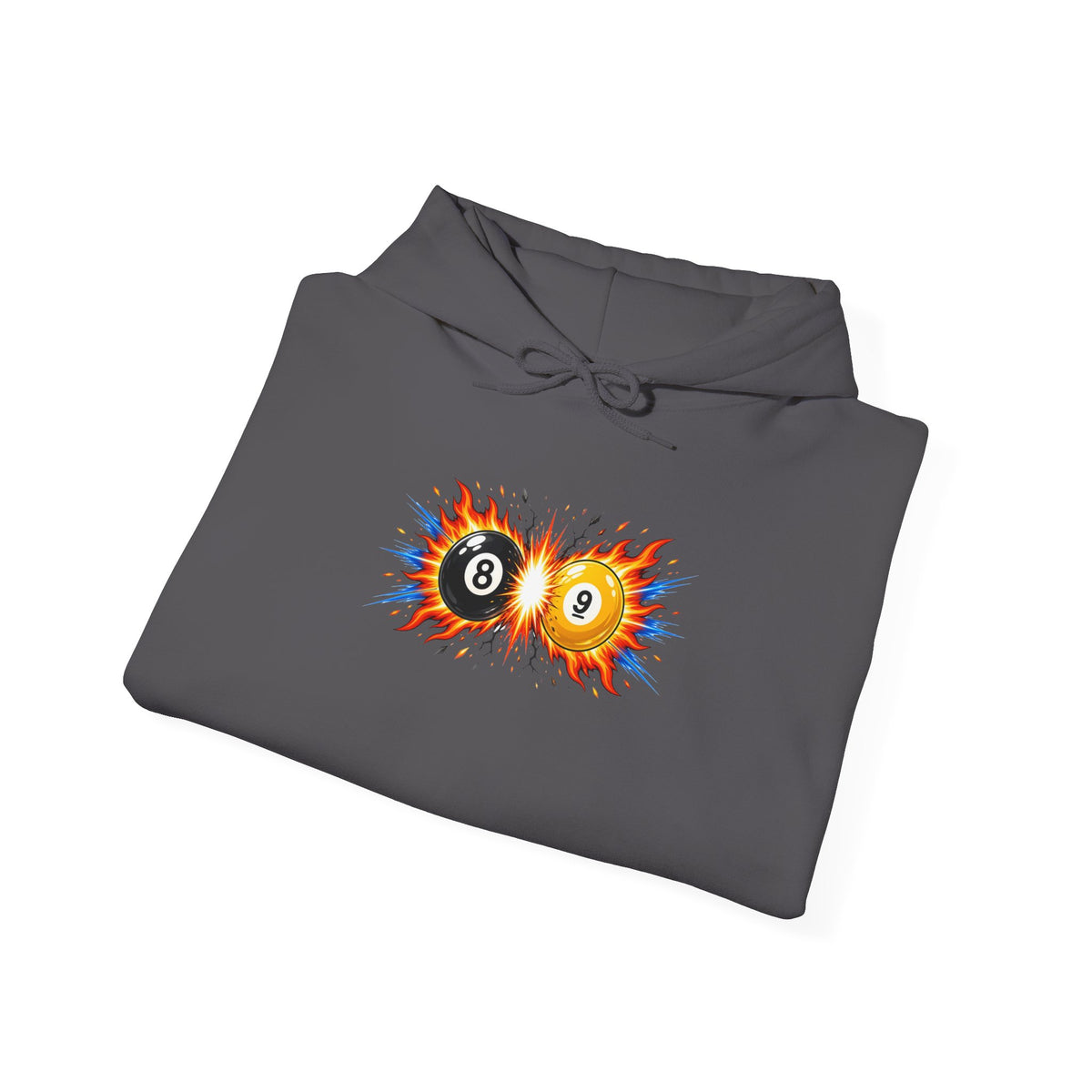 8 Ball and 9 Ball Face-Off Hoodie, Flaming Pool Balls Billiards Sweatshirt | Spoiled Pet Luxe
