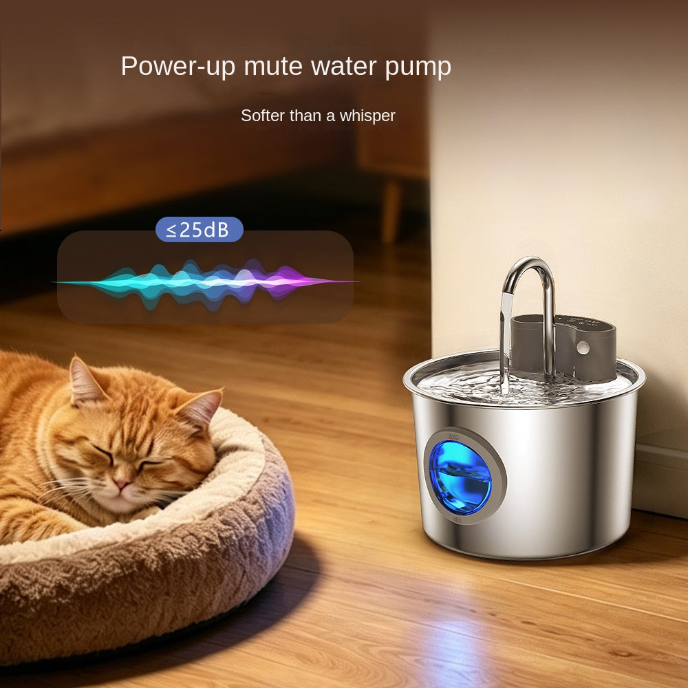 eprolo smart stainless steel cat water fountain with wireless sensor, no plug-in, automatic circulation