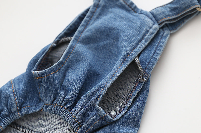 Stretchy Denim Overalls for Pets by eprolo