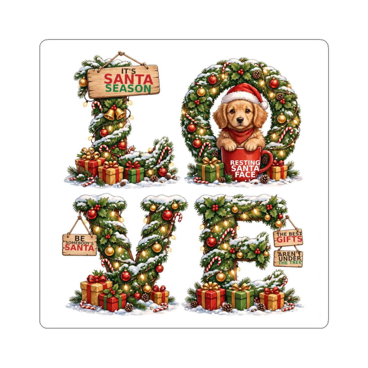 Christmas LOVE Puppy Sticker