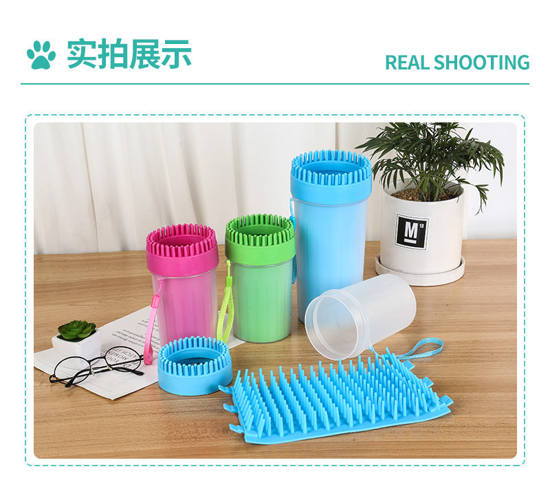 eprolo Paw Plunger Pet Paw Cleaner set in soft silicone; assorted pink, green and blue with cleaning mat