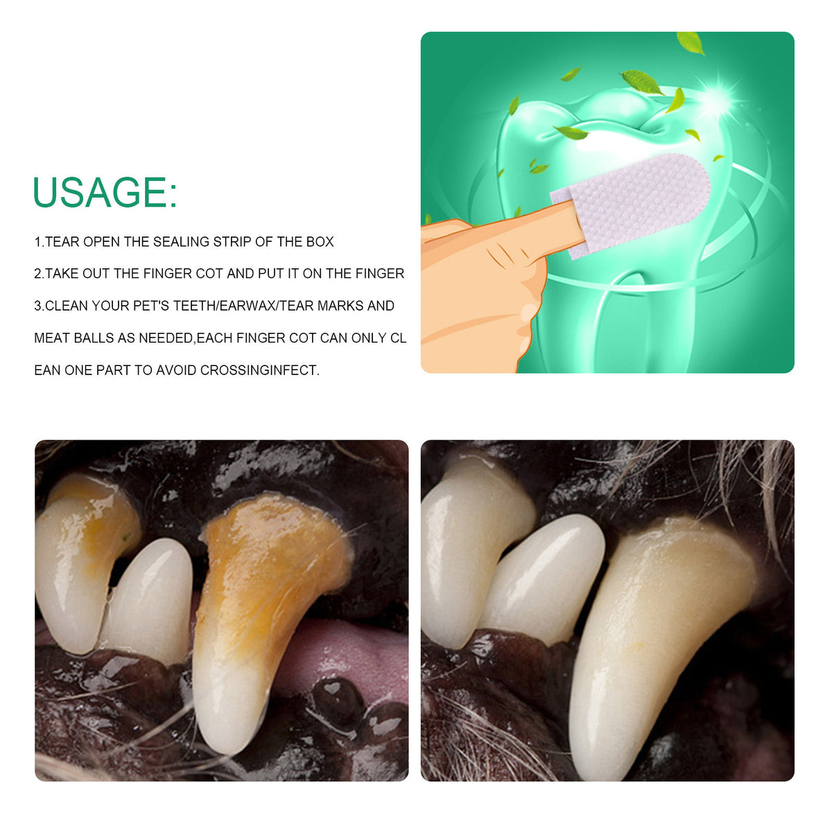 Pet Tooth Cleaning Finger Sleeves for Dogs and Cats Oral Hygiene Care