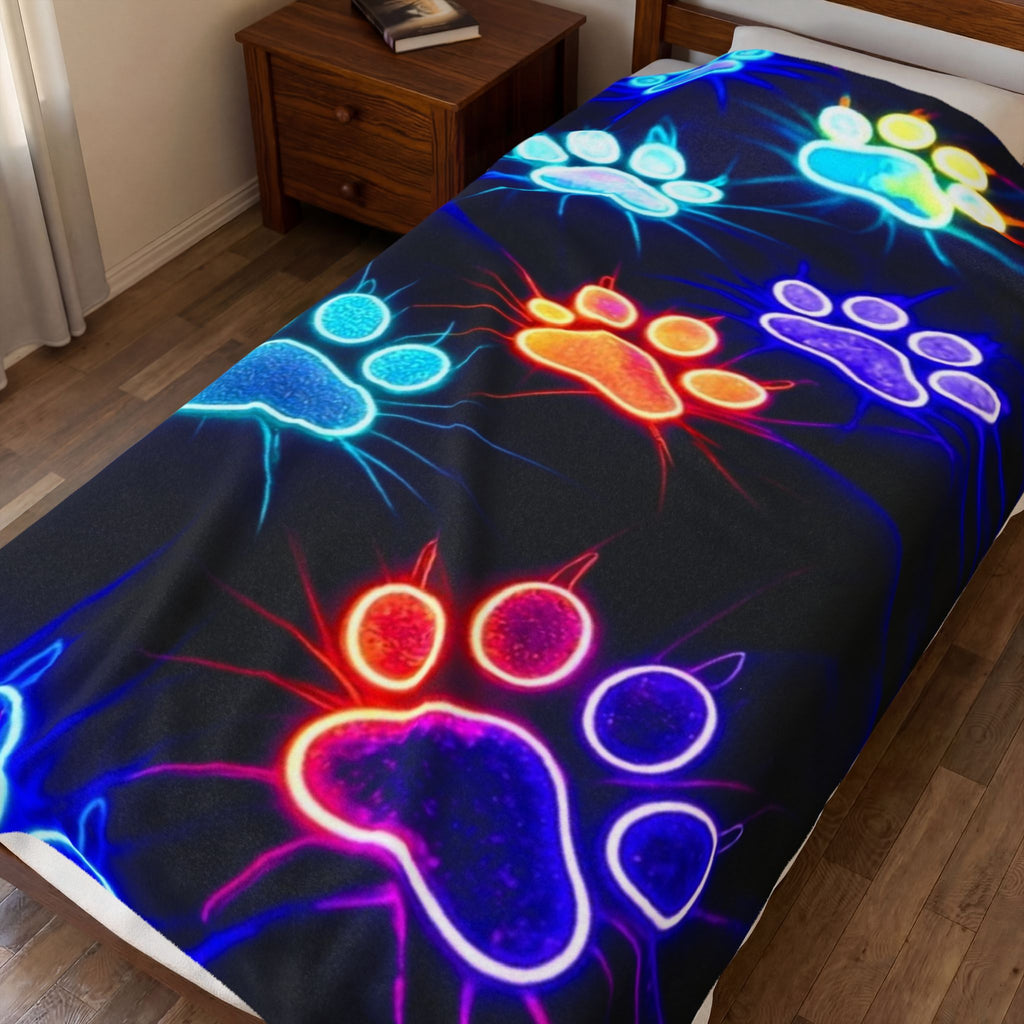 Paw Print Plush Blanket