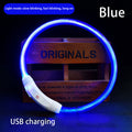 Pet Luminous Collar blue LED glow with USB charging, white clasp