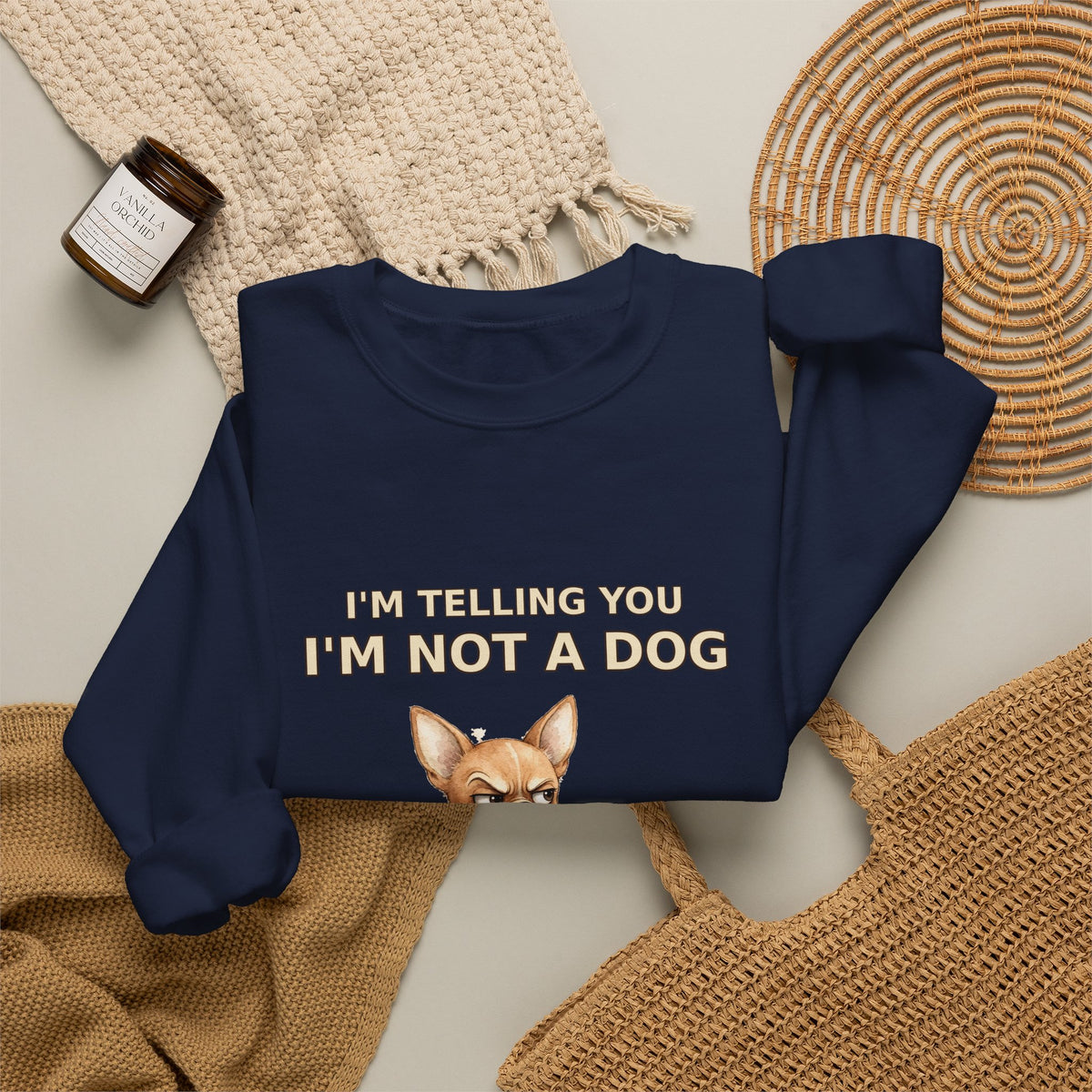 "Not a Dog, I'm a Baby" Funny Chihuahua Sweatshirt — Grumpy Chihuahua Mom Gift — Spoiled Pet Luxe