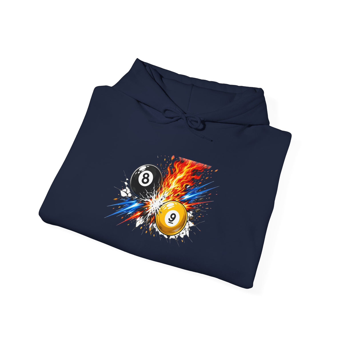 8 Ball vs 9 Ball Smash Hoodie, Fire and Lightning Billiards Sweatshirt | Spoiled Pet Luxe