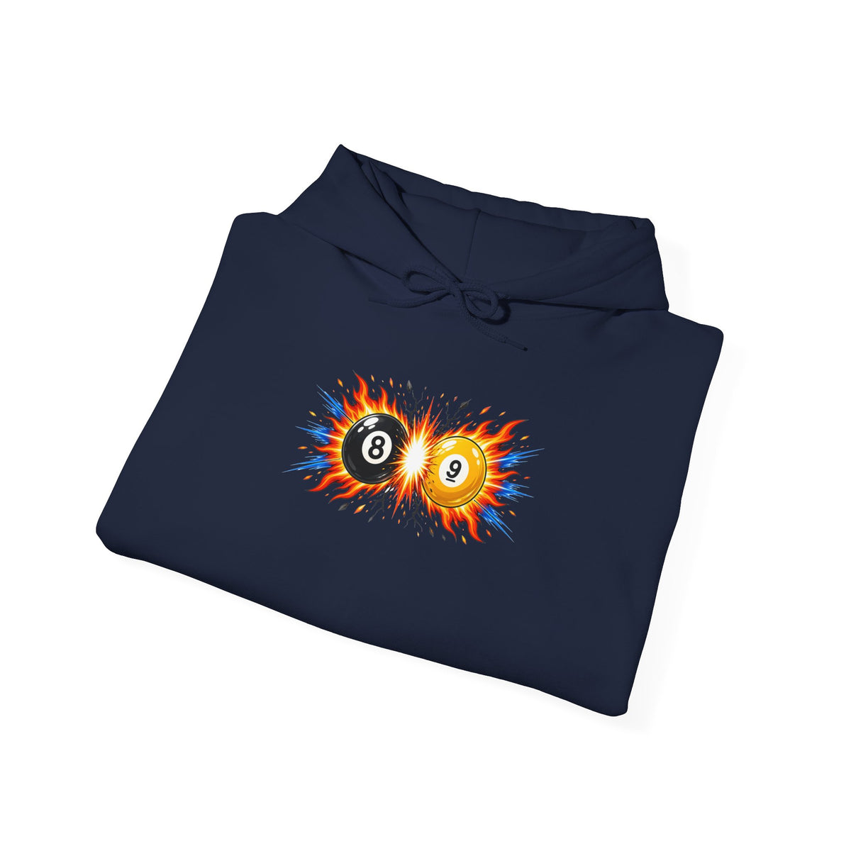 8 Ball and 9 Ball Face-Off Hoodie, Flaming Pool Balls Billiards Sweatshirt | Spoiled Pet Luxe