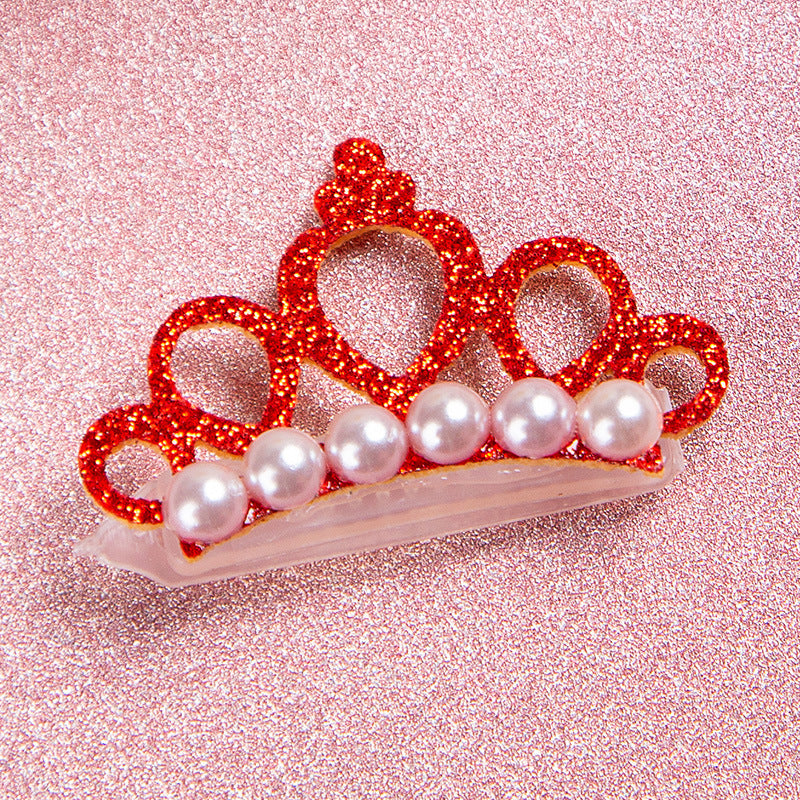 Crown Pearl Hair Clips for Pets by eprolo