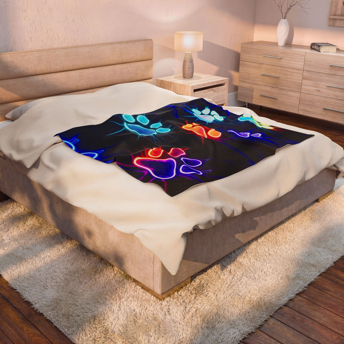 Paw Print Plush Blanket