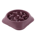 Pet slow-feeder dog bowl by eprolo, large purple non-slip with internal pillars