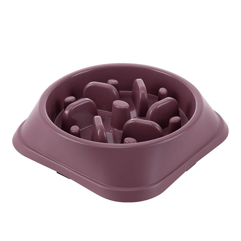 Pet slow-feeder dog bowl by eprolo, large purple non-slip with internal pillars