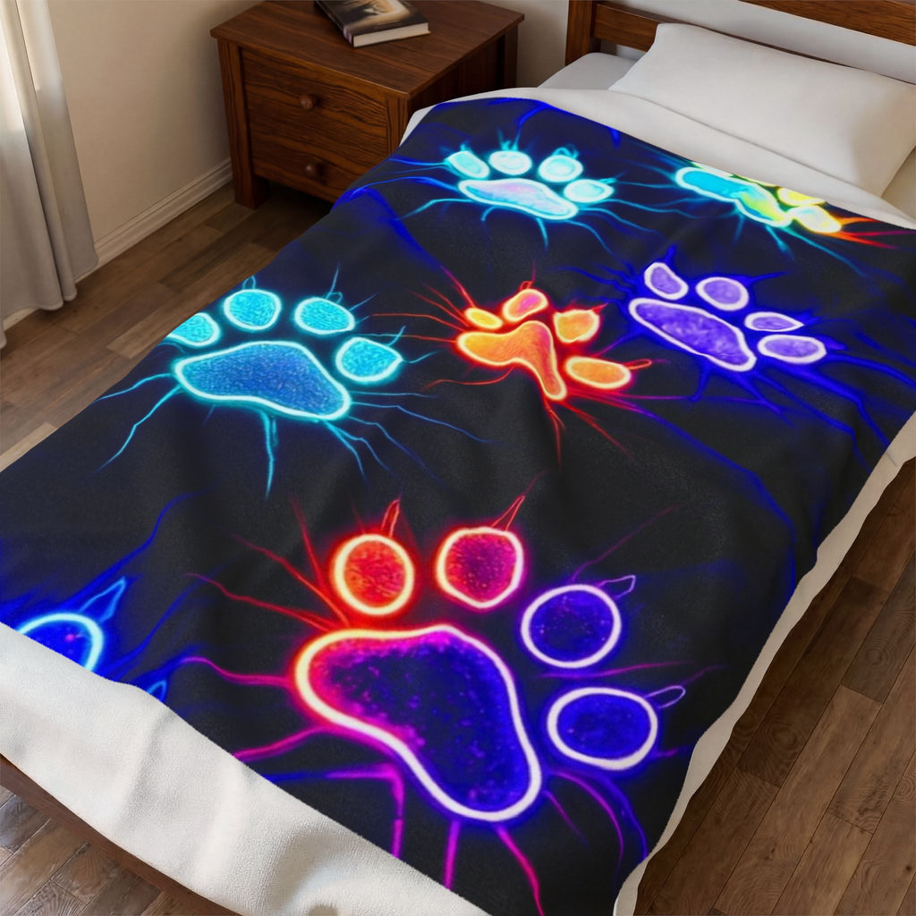 Paw Print Plush Blanket