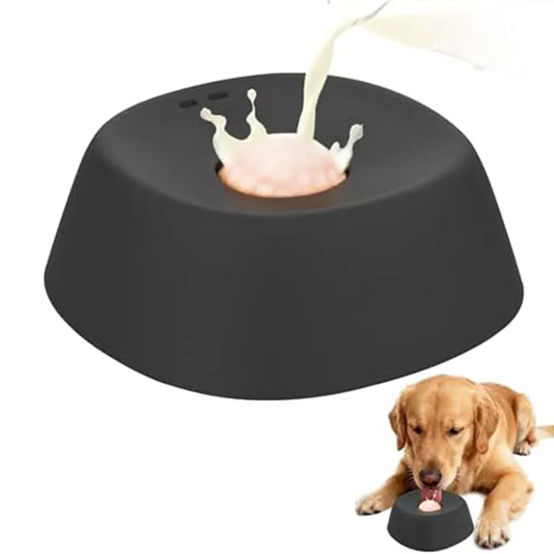 Anti-Choke Slow Feeder Dog Bowl & Lick Mat by eprolo, black non-slip 3/4 cup bowl for treats, broth, yogurt