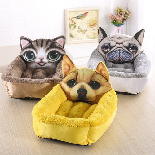 Warm enclosed 3D cartoon pet house for dogs and cats