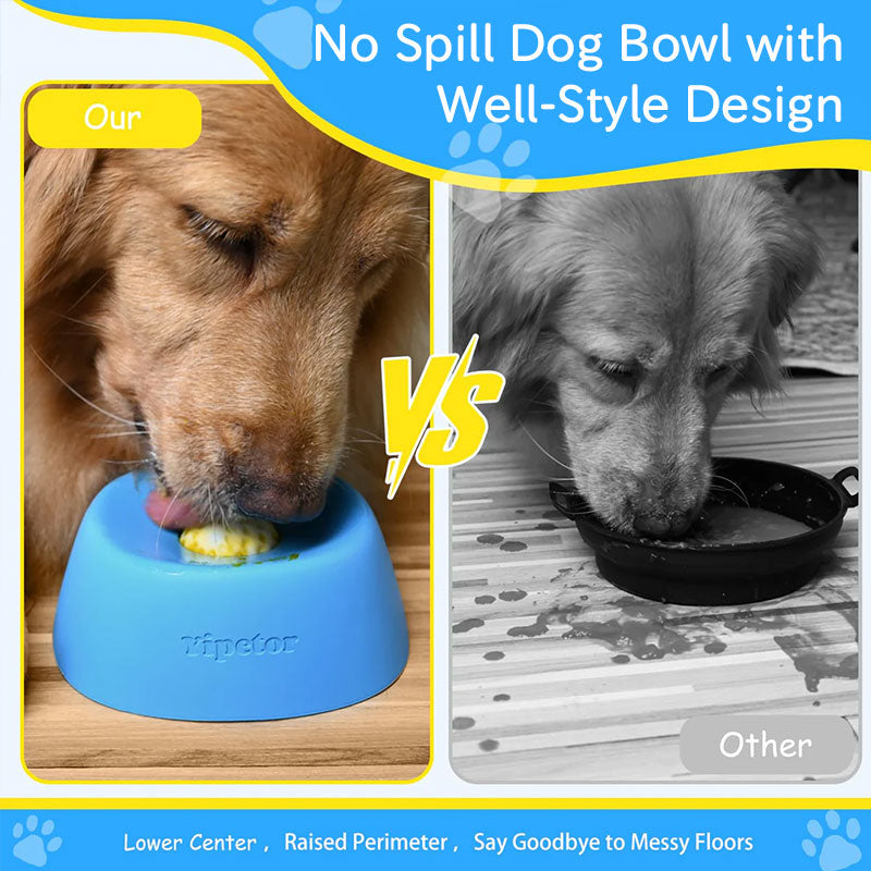 Anti-Choke Slow Feeder Dog Bowl & Lick Mat, blue non-slip bowl for treats, broth, yogurt (3/4 cup)