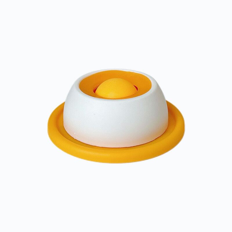 eprolo slow feeder lick bowl for dogs and cats, white outer ring with yellow interior and base.
