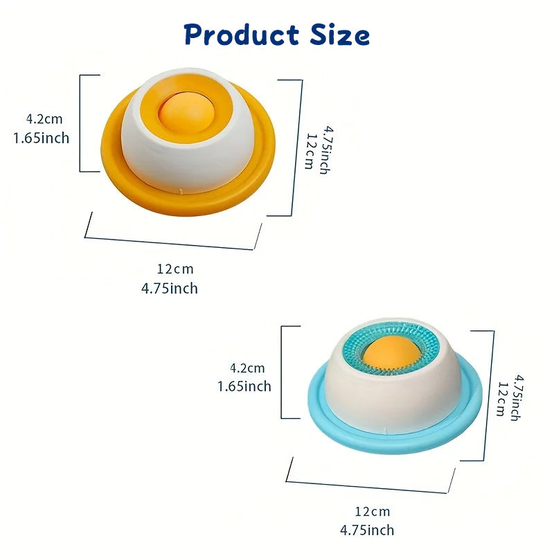 eprolo Slow Feeder Lick Mat for dogs and cats, two color variants orange and blue, 12 cm diameter.