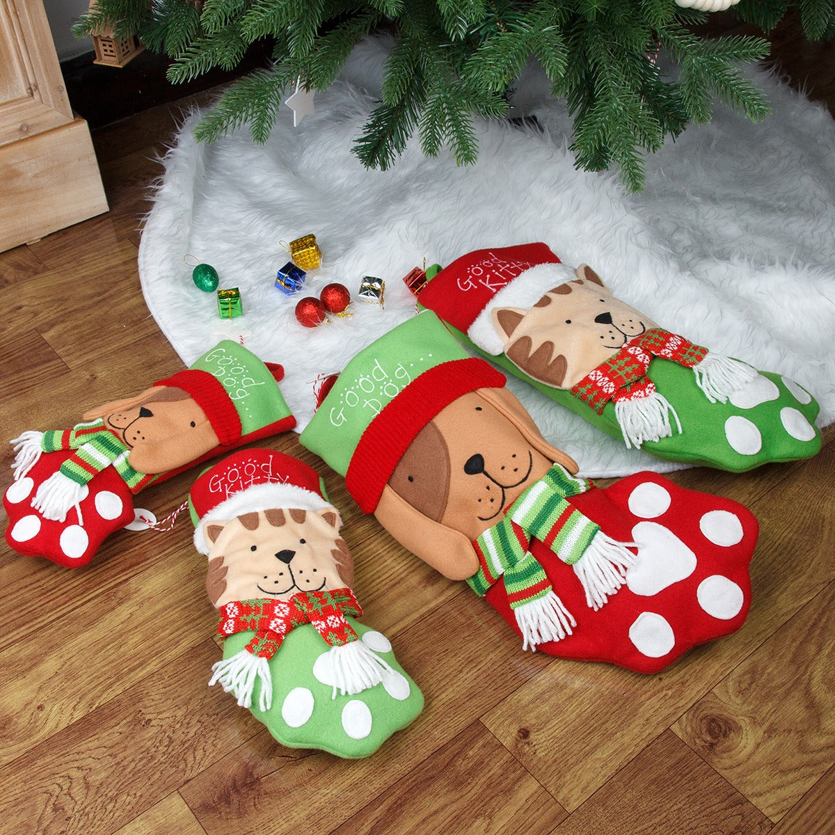 Cat Paw Christmas Stocking Gift Bag