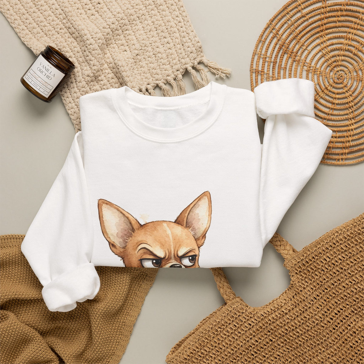 "Not a Dog, I'm a Baby" Funny Chihuahua Sweatshirt — Grumpy Chihuahua Mom Gift — Spoiled Pet Luxe