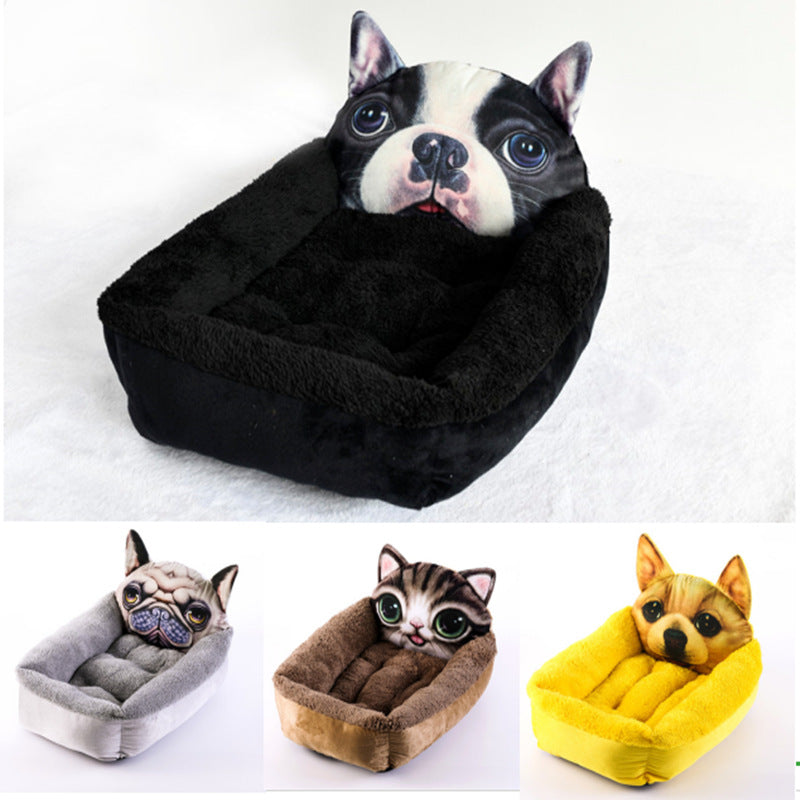 Warm enclosed 3D cartoon pet house for dogs and cats