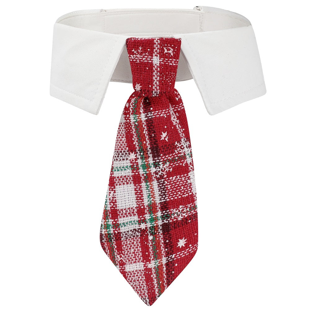 British-Style Christmas Necktie Collar for Dogs