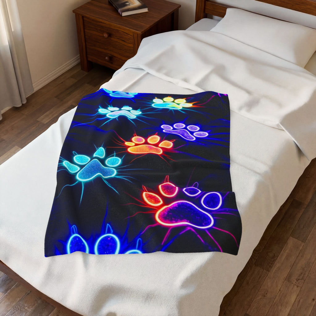 Paw Print Plush Blanket