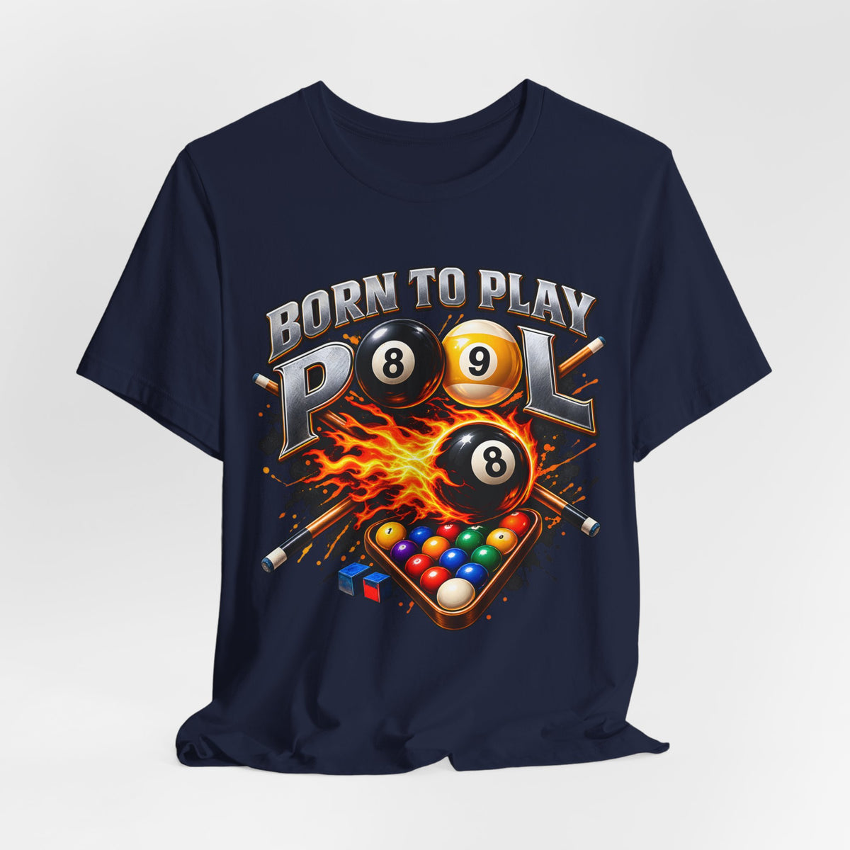 Born to Play Pool Tee, Flaming 8 Ball Billiards Shirt | Spoiled Pet Luxe