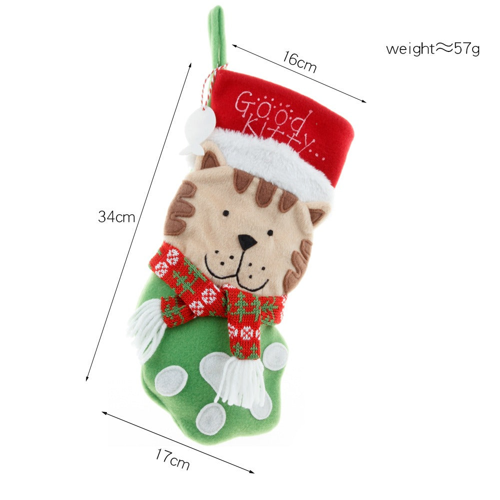 Cat Paw Christmas Stocking Gift Bag