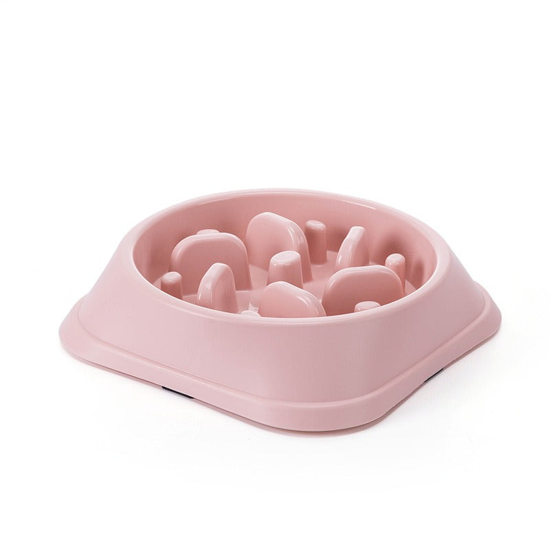 eprolo pink slow-feed dog bowl with non-slip base and pillar interior