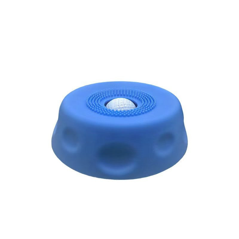Silicone dog lick bowl slow feeder by eprolo, blue with rolling-ball center