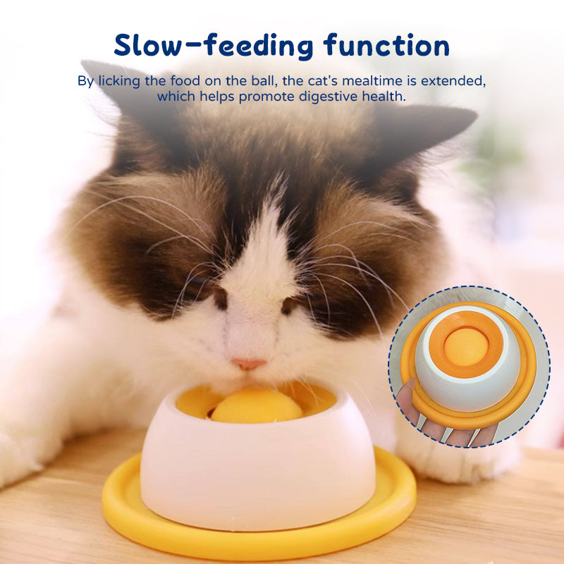 eprolo Slow Feeder Lick Mat for dogs and cats, white bowl with yellow accents.