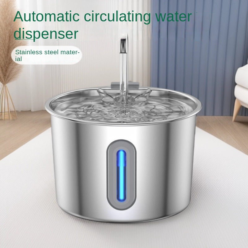 Pet water fountain by eprolo, stainless steel automatic circulating dispenser with filtration for cats and dogs