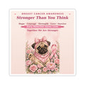 Pink Survivor Pug Sticker — Breast Cancer Awareness Ribbon