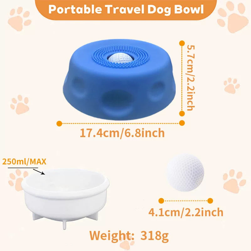 eprolo silicone dog slow-feeder lick bowl with rolling ball, blue, anti-choking, non-slip