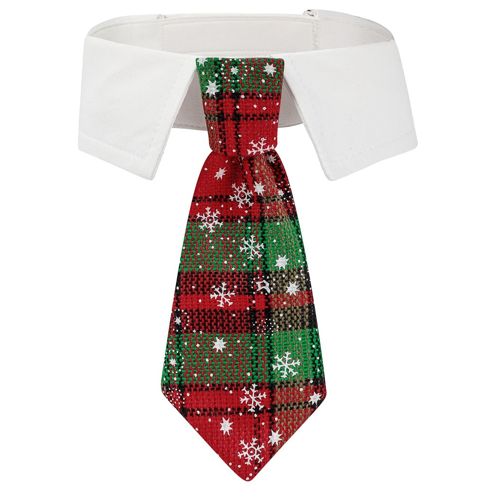 British-Style Christmas Necktie Collar for Dogs
