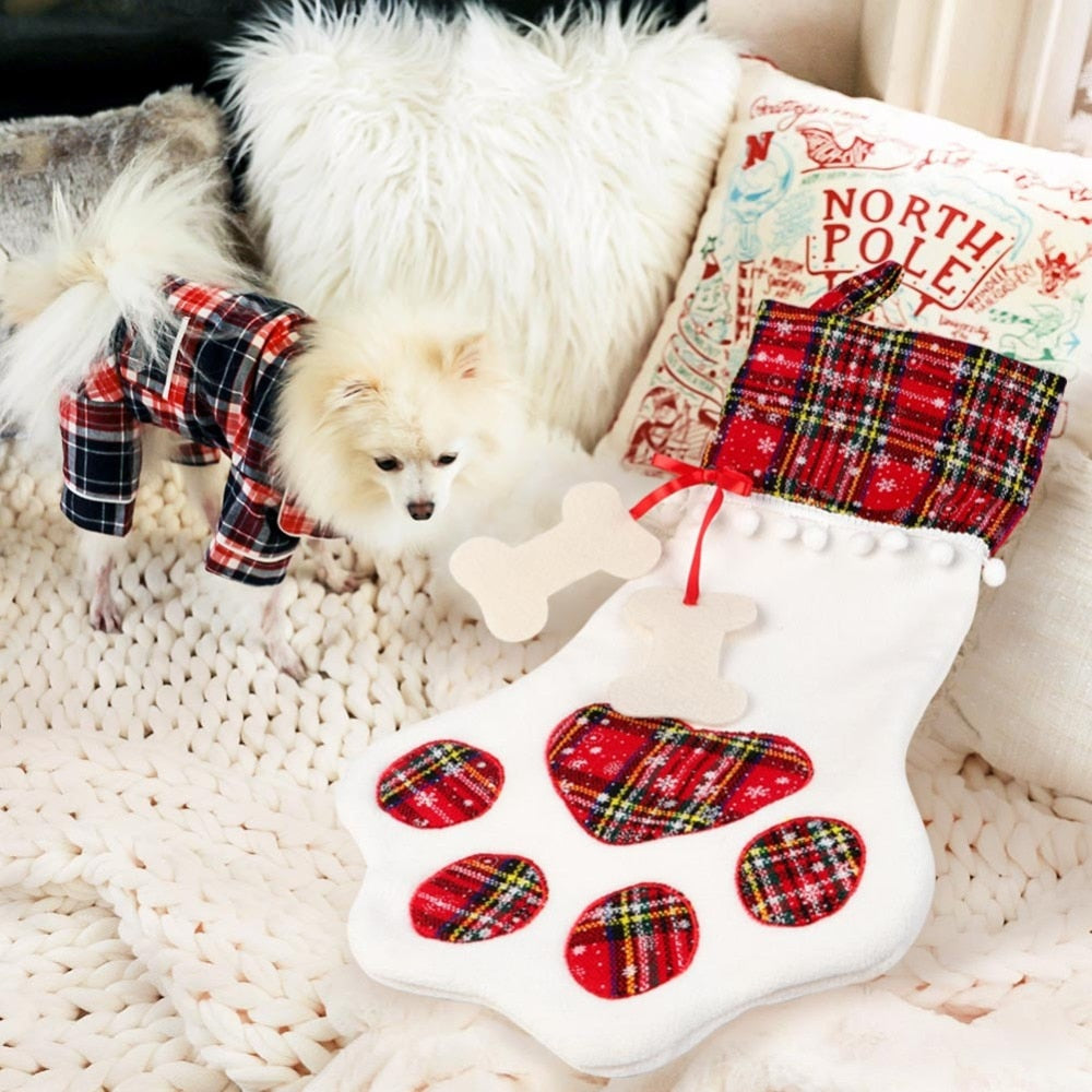 Plaid Pet Christmas Stocking for Dogs & Cats