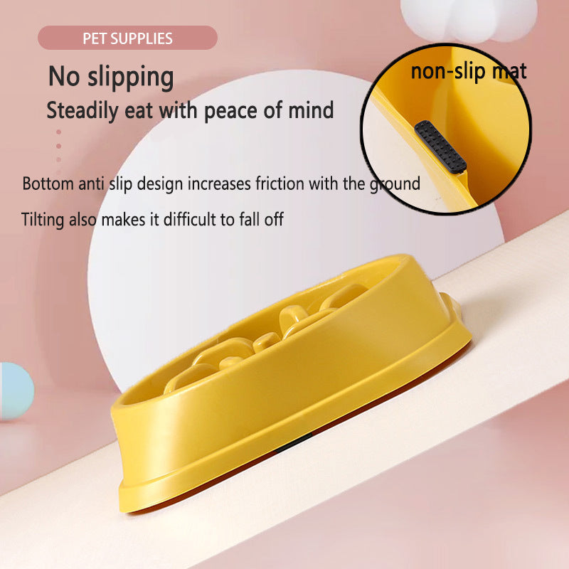 eprolo pet slow feeder dog bowl, yellow non-slip large bowl for slow eating and choking prevention